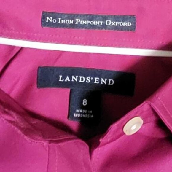 "LAND'S  END" WOMEN PINPOINT OXFORD FUSHCIA SHIRT - SIZE 8 - [NWOT] - Picture 3 of 9